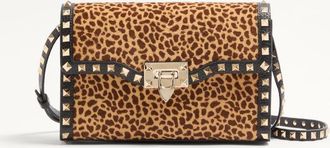 Valentino Garavani Valentino Garavani Rockstud small shoulder bag in pony-effect calfskin with animal print Wo