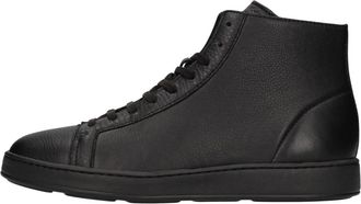 Santoni Leren Sneakers - Heren - Sneakers - Zwart - 41 EU - Leer - Schoenen