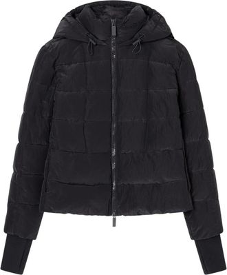 A|X Armani Exchange Cappotto Nero in Nylon Arricciato con Cappuccio - - Jackets - Donna - Nero - M