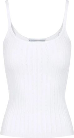Iceberg Geribbelde Tanktop met Oogjesdetails - Dames - Tops zonder mouwen - Wit - XS - Satijn - Tops