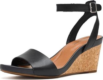 Lucky Brand Lynda Cork Wedge Sandals Womens Wedge Shoes Black : 8.5 M, Leather
