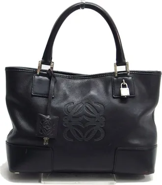 Loewe Amazona Black Leather Handbag Tote Bag (Pre-Owned)