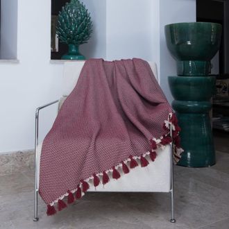 Febronie Manta plaid algod&oacute;n rojo burdeos 160x250