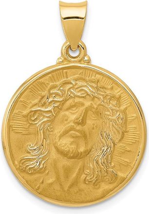 Diamond2Deal 14k Yellow Gold Polished and Satin Face of Jesus Medal Hollow Pendant