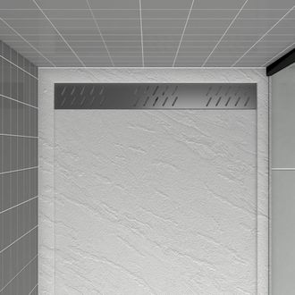 Aurlane Aurlane - Rejilla Lineal De Aluminio Acabado Gun Metal Para Platos De Ducha - 79,5x11x0,2cm - Grid Line Gun Metal
