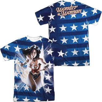 Gildan Justice League of America Ripped Flag (Front/Back Print) Short Sleeve Adult Poly Crew Tee / T-Shirt
