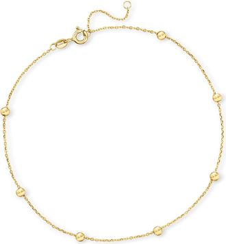 Canaria Canaria Italian 3mm 10kt Yellow Gold Bead Station Anklet