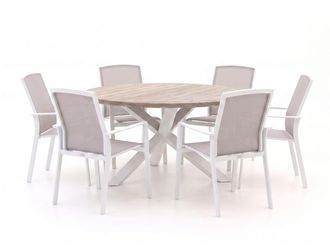 Forza Furniture Forza Altea/ROUGH-Y &oslash;150cm dining tuinset 7-delig stapelbaar