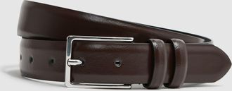 Reiss Dante Belt Leather Plain, Chocolate Size: 28