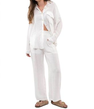 Blu Pepper Breezy Oversized Button Down Shirt In White