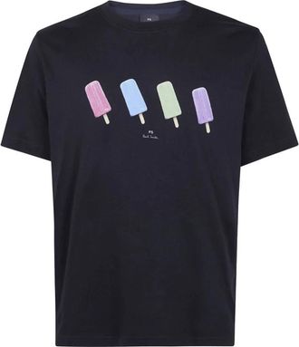 Paul Smith Graphic Print T-Shirt - Heren - T-shirts - Zwart - M - Katoen - Tops