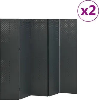 vidaXL Biombos Divisores De 5 Paneles 2 Uds Antracita Acero 200x180 Cm Vidaxl