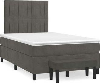 vidaXL Cama Box Spring Con Colch&oacute;n Terciopelo Gris Oscuro 120x190 Cm Vidaxl