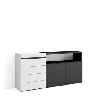 Skraut Home C&oacute;moda efecto madera blanco y negro 157x35x75cm