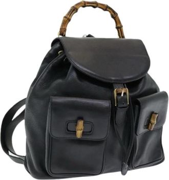 Gucci Pre-owned Leather backpacks - Dames - Vintage Rugzakken - Zwart - ONE Size - Vintage