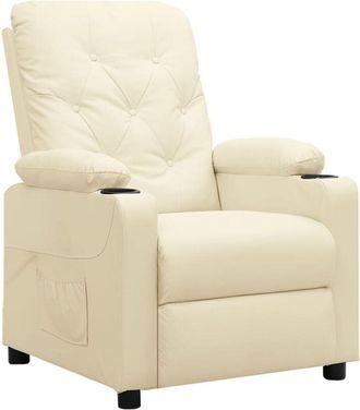 vidaXL Sill&oacute;n Reclinable De Cuero Sint&eacute;tico Crema Vidaxl