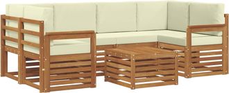 vidaXL Conjunto De Sof&aacute;s De Exterior 7 Uds. Natural Y Crema Vidaxl