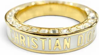 Dior Gold White Band Ring (Pre-Owned)