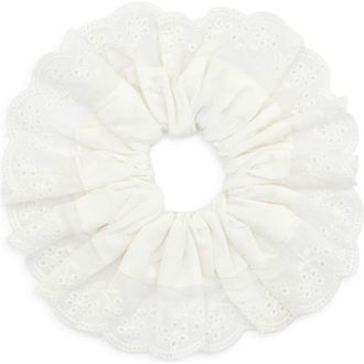 Tasha Oversize Eyelet Scrunchie in Ivory at Nordstrom