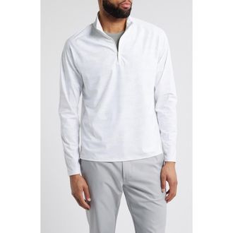 Johnnie-O Talbert Waffle Camo Print Quarter Zip Pullover in White at Nordstrom, Size Medium