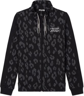 Freddy Felpa donna stampa leopardata chiusura zip e collo alto