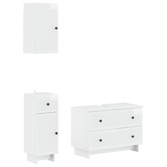 vidaXL Juego De Armarios De Ba&ntilde;o De 3 Piezas Ede Blanco Brillante Vidaxl