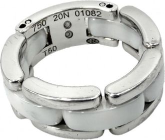 Chanel Silver White White Gold (18K) Ceramic Band Ring (Pre-Owned)