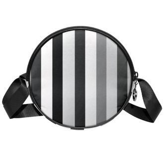 Generic Circle Crossbody Bag for Women, Black White Grey Striped Pattern Small Sling Bag Daypack with Zipper Adjustable Shoulder Straps Casual Ladies Girls Ro