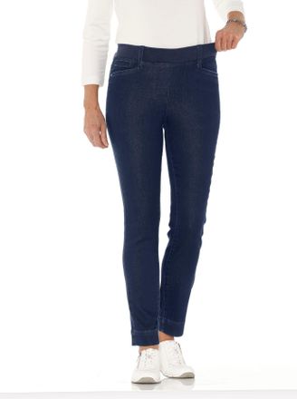 Casual Looks Bequeme Jeans CASUAL LOOKS, Damen, Gr. 36, Normalgr&ouml;ssen, blau (dunkelblau), 80% Baumwolle, 19% Polyester, 1% Elasthan, unifarben, lang, Jeans Bequeme