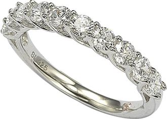 Suzy Levian Sterling Silver White Cubic Zirconia Half Band