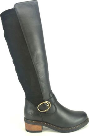 Remonte Zwarte laars met gespdetail - Dames - Hoge Laarzen - Zwart - 38 EU - Schoenen