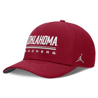 Nike Mens Oklahoma Sideline Practice Rise Jordan Brand Dri-FIT College Adjustable Hat in Red | JC0669WOKN-RKB