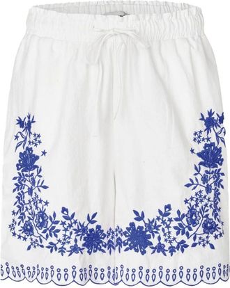 Lollys Laundry Korte Broeken, Dames, Blauw, XS, Blauwe Lucyll Shorts met Geborduurde Details