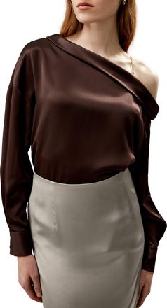 LilySilk Silk Chic One-Shoulder Top