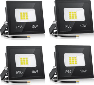 OEM Paquete De 4 Focos Led Exteriores De 10 W, 1000 L&uacute;menes, Luz Blanca Fr&iacute;a De 6500 K, Focos Led Exteriores Superbrillantes, Iluminaci&oacute;n Exterior Imperme
