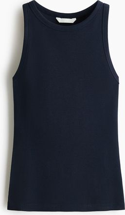 H&M Geripptes Baumwoll-Tanktop - Marineblau