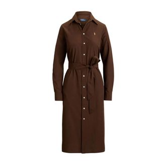 Polo Ralph Lauren Kleedjes, Dames, Bruin, XS, Katoen, Geruite overhemdjurk van katoenmix