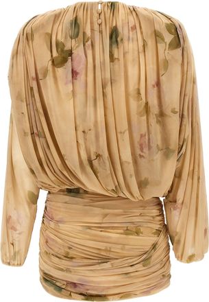Magda Butrym Floral-Print Draped Dress - Beige