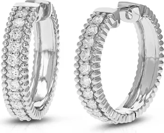 Vir Jewels 1 cttw Lab Grown Diamond Hoops Earrings in Sterling Silver With Hidden Post For Women