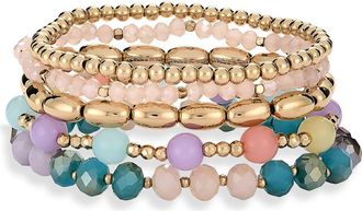Nordstrom Rack Assorted 5-Pack Stretch Bracelets in Pastel Multi- Gold at Nordstrom Rack