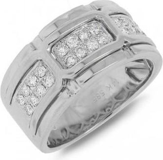 Allurez 0.60ct 14k White Gold Diamond Mens Band
