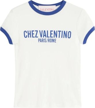 Valentino Chez Valentino-print T-shirt - Dames - Tops - Wit - Maat: M Katoen