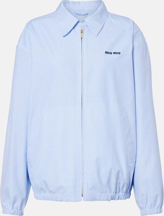 Miu Miu Logo gingham cotton blouson jacket