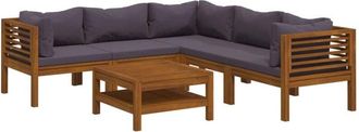 vidaXL Muebles De Jard&iacute;n 6 Pzas Cojines Madera Maciza De Acacia Vidaxl