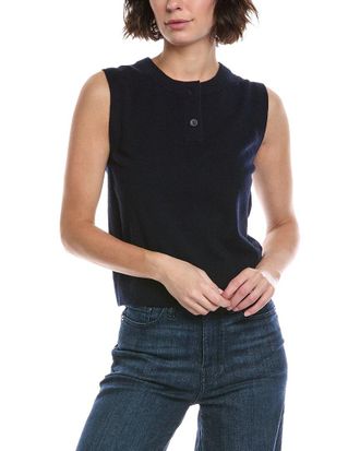 Vince Wool & Cashmere-Blend Henley Crew Neck Shell