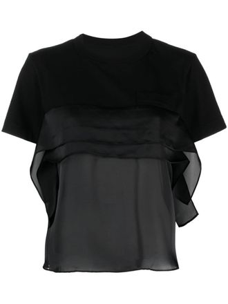 sacai semi-sheer panel T-shirt - Black