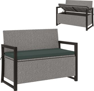 OUTSUNNY Rattan Garden Bench with Storage - Inner Bag - 151.5L Outdoor Bench | TJ Hughes