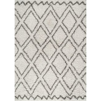Jonathan Y Designs Soller Diamond Trellis Shag Area Rug in Beige/dark Gray at Nordstrom, Size 5Ft 0In X 8Ft 0In