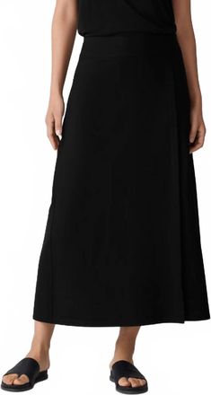 Eileen Fisher Wrap Front Midi Skirt In Black