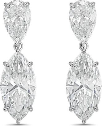 Diana M. Jewels 14KW WG 10.00 Ct TW of Lab grown pear and marquise shape diamond drop earrings